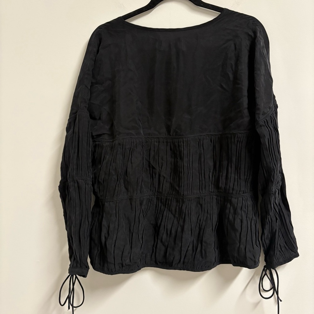 Sancia 100% Silk Black Buttoned Women's Top Size S Small Oversized‎ - Picture 4 of 4